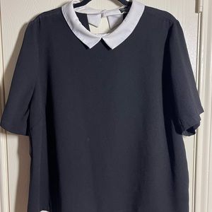 Forever 21 Plus Black and White Peter Pan Collard Shirt